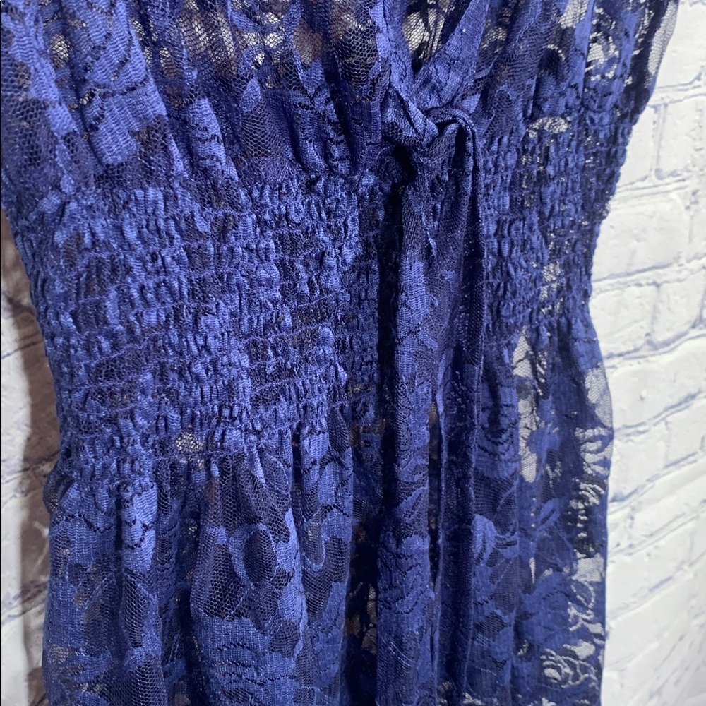 Maurices Womens Sheer lace Short Sleeve Babydoll Top Blue Size 0 Y2K Whimsigoth - Picture 3 of 5
